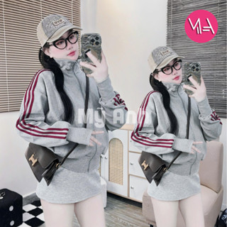  Áo Khoác Nữ Thun Gân Viền 3 Sọc Cổ Trụ 6 Túi Ngoài Có Khoá Kéo - Tay Xỏ Ngón Chống Nắng 