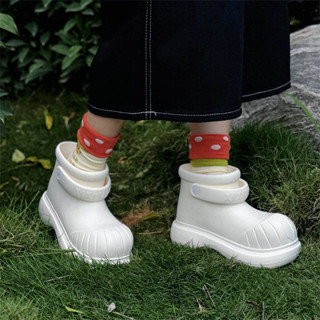 XIXITIAO Giày Đi Mưa Bốn Mùa Đa Năng Nữ Thời Trang Ngoài Trời Giải Trí Chống Thấm Nước Đế Dày Mũi Tròn Dễ Thương