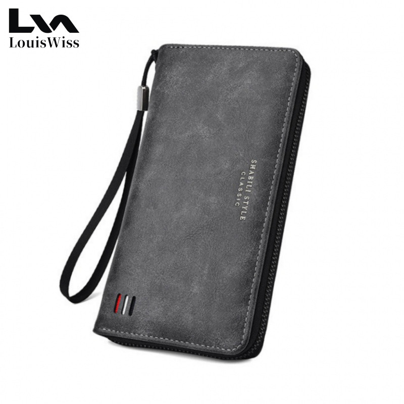 LOUISWISS Nam PU Mềm Đa Năng Dung Tích Lớn Ví Dài Đa Thẻ ID Đựng Thẻ Tín Dụng Ví Kinh Doanh