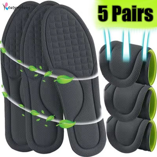 5 Cặp Đế Giày Massage Thoáng Khí Màu Đen Độ Đàn Hồi Cao Chống Mùi Đệm Thấm Hút Cho Nam Nữ