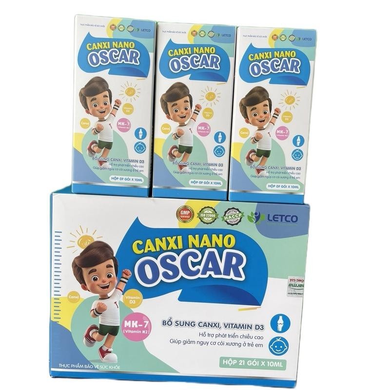 Bổ sung canxi CalCi NaNo OsCar, hỗ trợ phát triển chiều cao cho trẻ em trên 1 tuổi trở lên, 1 hộp 21
