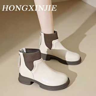 HONGXINJIE  boot nữ Thời gian rảnh rỗi Maillard retro thời trang thoải mái và đa năng Cá tính Dễ dàng phối đồ Nổi bật Tự tin FSX24B1M93 48Z241130