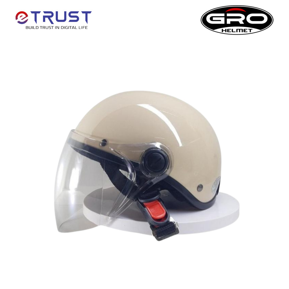 Mũ bảo hiểm nửa đầu có kính GRO HELMET chính hãng bảo hành 12 tháng