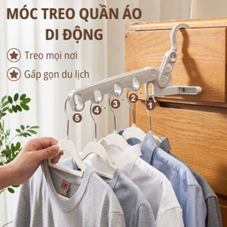  Móc treo quần áo di động 5 lỗ treo gắn cửa gấp gọn Móc phơi đồ linh hoạt xoay 360 gắn mọi nơi trong nhà-JUGUE 