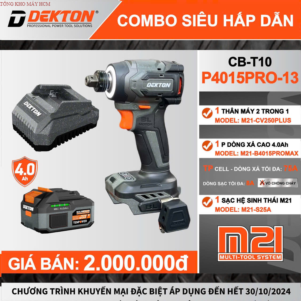 Máy bắn vít Pin DEKTON GEN 3 pro M21-CV250NCP và M21-CV250PLUS TỒNG HHO MÁY