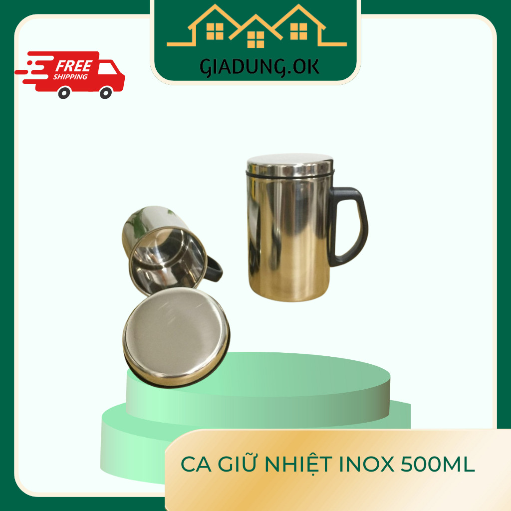 CA GIỮ NHIỆT INOX 500ML - LY UỐNG NƯỚC INOX 2 LỚP GIỮ NHIỆT 500ML..