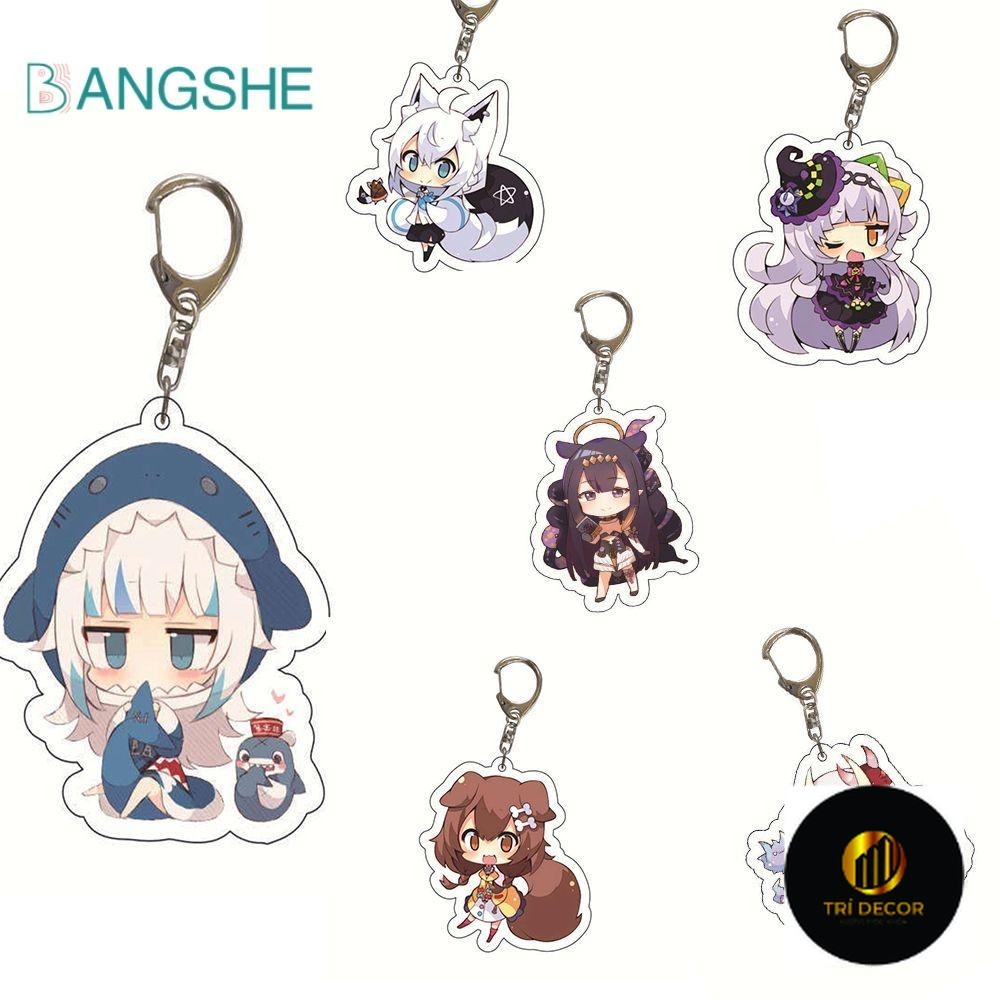 Bangshe Anime Móc Khóa Quà Tặng Dễ Thương Gawr Gura EN Cá Mập Acrylic Chìa Khóa Trang Sức
