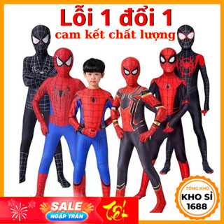 Bộ đồ người nhện kèm mũ cho bé trai, trang phục Haloween hoá trang Siêu Nhân Người Nhện cho bé trai E1414
