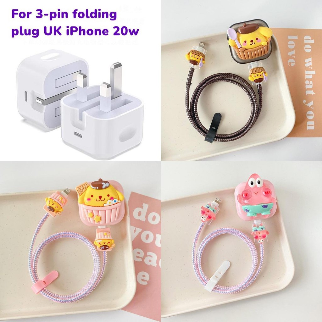 Patrick Star Cho 3pin Gấp Phích Cắm UK 20w A2344 Vỏ Sạc Cho iPhone 15 14 13 Pro Max Phù Hợp Sạc Bảo 