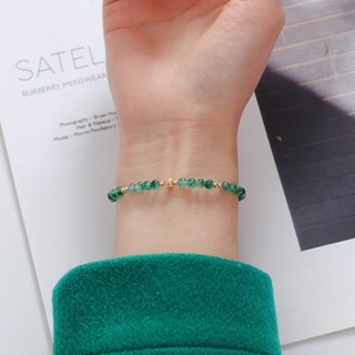 Vòng tay mã não Chalcedony thủy sinh Vòng chân vàng 14K Nữ sinh viên Chuỗi mắt cá chân pha lê