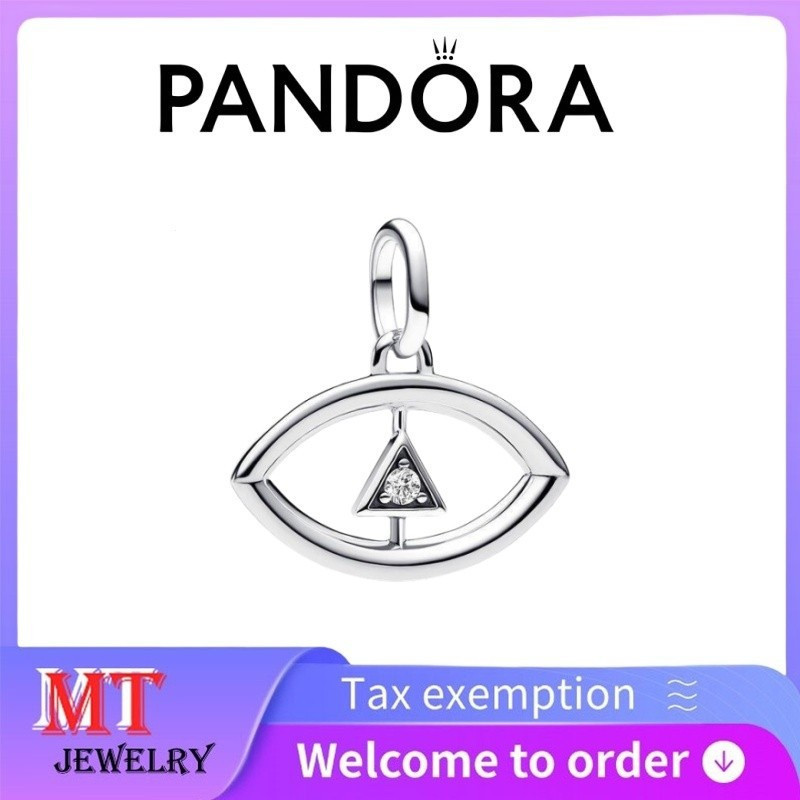 100% S925 Bạc Cặp Đôi Nữ Pandora Trang Sức DIY Vòng Cổ Vòng Tay Mặt Dây Chuyền Pandora ME Ác Mắt Huy