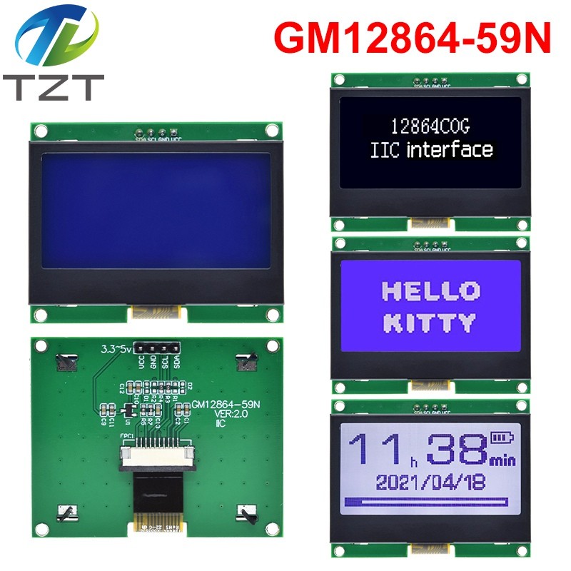 DIY 12864 IIC Mô-đun LCD 128X64 I2C ST7567S COG Bảng màn hình hiển thị đồ họa Bảng điều khiển LCM 12