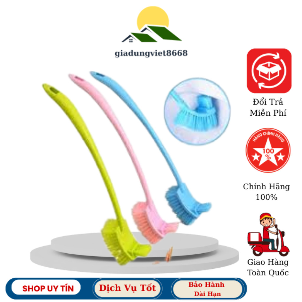 Chổi Cọ Nhà Vệ Sinh Cọ Bồn Cầu Thiết Kế Gọn Nhẹ Chà Sạch Mọi Vết Bẩn 2 Đầu Hình Chữ Nhật ( Giao Màu Ngẫu Nhiên)