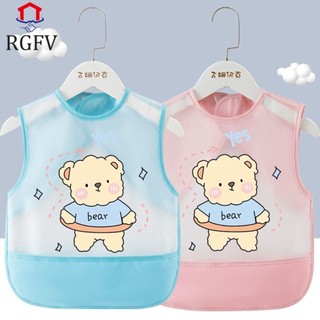 Yếm ăn cho bé RGFV, Yếm không tay chống bẩn họa tiết động vật, Phim hoạt hình chống thấm nước thỏ không tay Khăn nước bọt Tạp dề Burp cho trẻ sơ sinh Tập đi