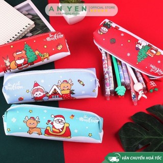 Túi Đựng Bút NOel Giáng Sinh Túi Đựng Bút Chì Đáng Yêu Học Sinh Tiểu Học Dung Tích Lớn Đơn Giản Quà Tặng 