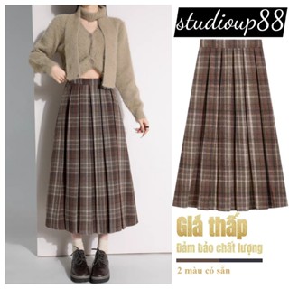   Ảnh+ Video Thật CHÂN VÁY DẠ KẺ CARO XẺ SAU DÁNG DÀI phong cách Hàn  hàng loại đẹp  