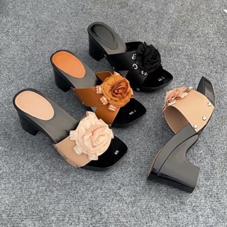 Guốc nữ đế xuồng Đen Bông tròn siêu nhẹ chữ 5cm và 8cm phụ nữ trung niên - Giày dép nữ - DéP, GiàY, Sandal, Shoes