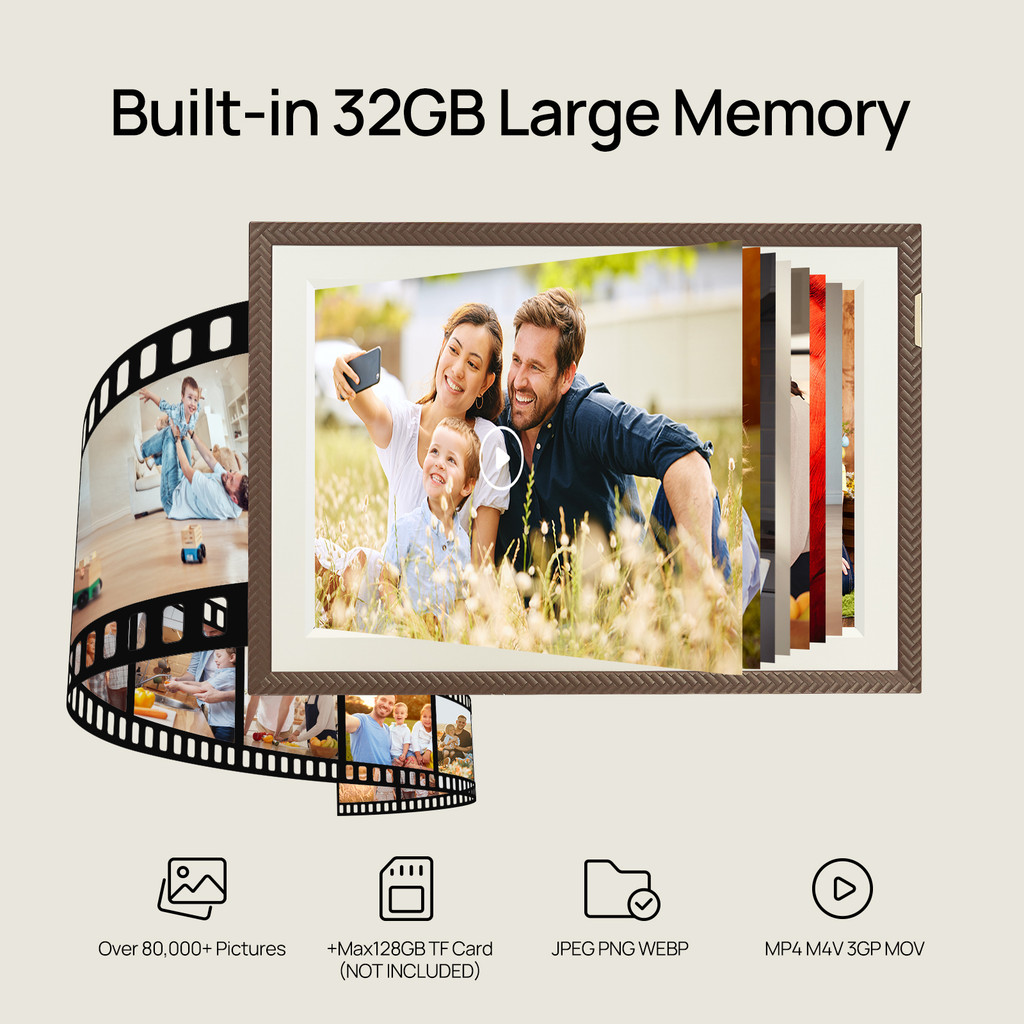Khung ảnh kỹ thuật số ARZOPA D10 Khung ảnh kỹ thuật số WiFi thông minh 10,1 Inch 32GB với màn hình cảm ứng IPS 1280x800, Tự động xoay và trình chiếu, Chia sẻ ảnh Video Báo động âm nhạc | BigBuy360 - bigbuy360.vn