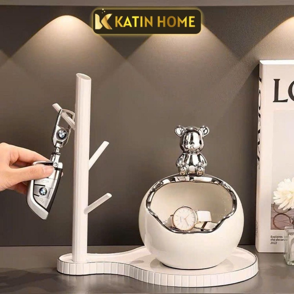 Khay đựng đồ Gấu bearbrick decor trang trí phòng khách tủ giày kệ tivi,đựng chìa khóa,đồng hồ mĩ phẩ