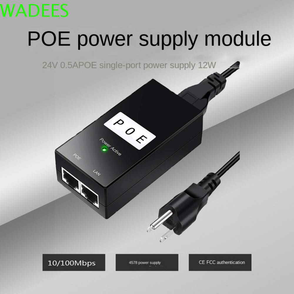 WADEES POE Power Injector, Bộ nguồn POE 100Mbps tương thích, Nguồn điện thụ động 24V / 48V 0.5A IEEE
