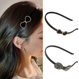  Băng đô nơ kim cương giả Dây buộc tóc màu đen đơn giản dành cho nữ Phụ kiện tóc thời trang 