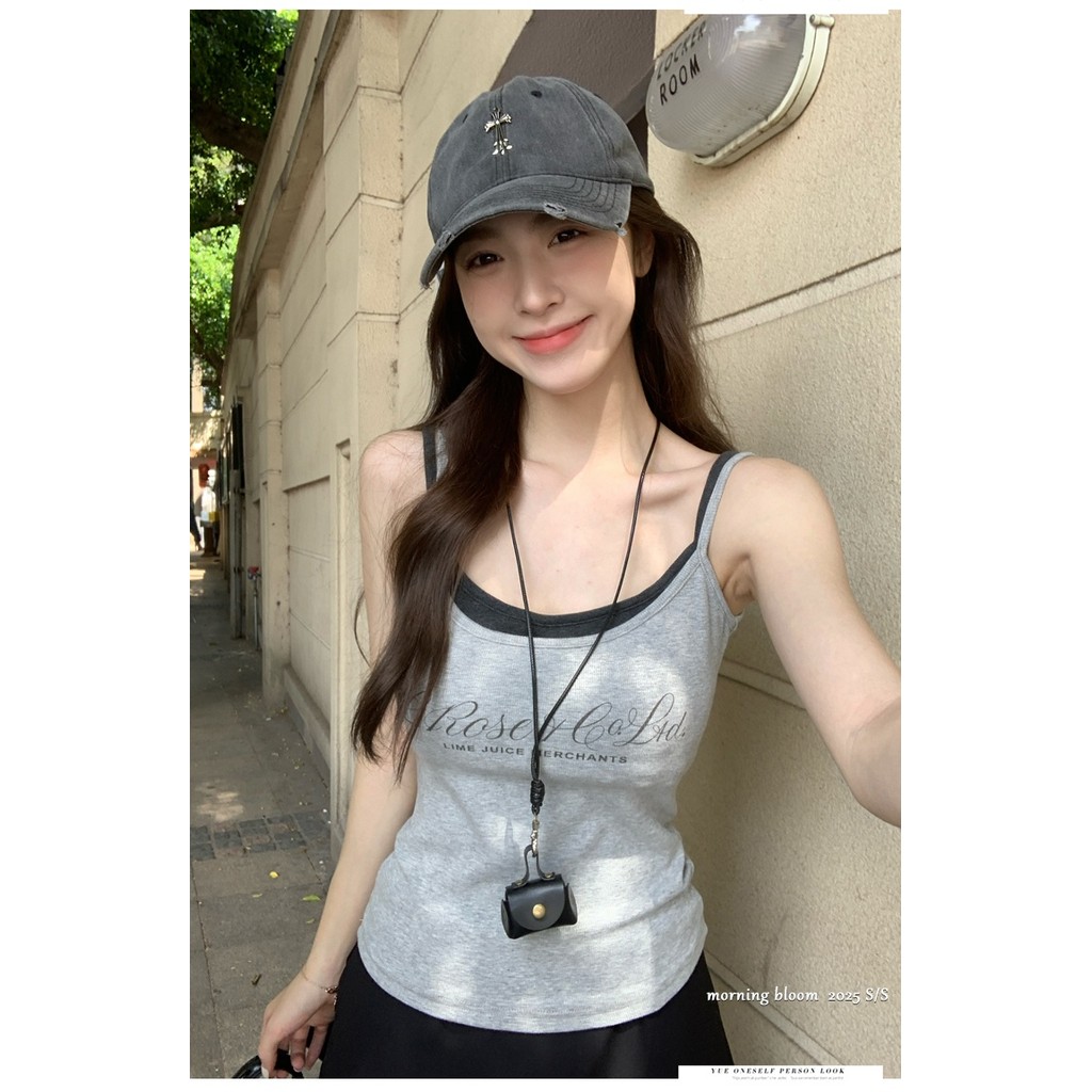 Giả hai mảnh yếm trong vest cho Phụ nữ mùa hè thư in chắp vá mỏng phù hợp với áo khoác ngoài hàng đầu ug122 | BigBuy360 - bigbuy360.vn