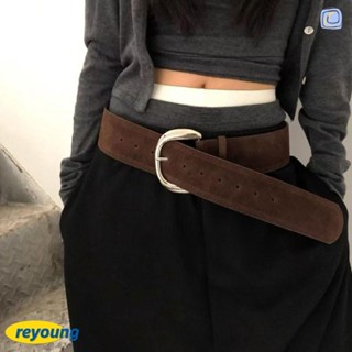 Thắt lưng rộng da lộn RYOUNG, Kiểu dáng Mailaard Thiết kế sang trọng Khóa chốt Thắt lưng, Thời trang nữ Đa năng Thông thường Hợp thời trang Dây đeo thắt lưng kinh doanh Quà tặng