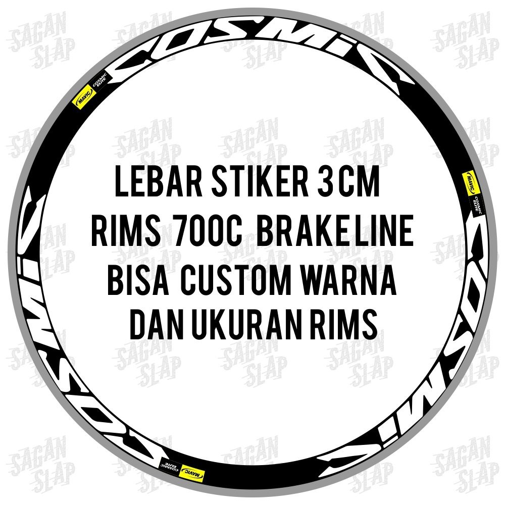 Decal Mavic Cosmic sticker Chiều rộng 3cm Vành 700c