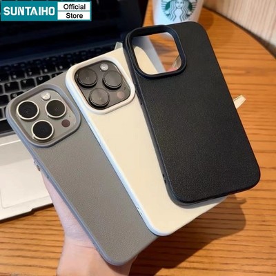 Suntaiho Ốp Lưng iPhone Thời Trang Chất Lượng Cao Silicon Mềm Họa Tiết Vỏ Điện Thoại Họa Tiết Da Nhân Tạo Màu Trơn Cho Iphone 16 15 14 13 12 11 Pro Max IP 7 8 Plus Iphon X Xs XR Xs Max Ốp Lưng