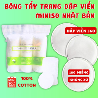 Bông Tẩy Trang Miniso Nhật Bản 100% Cotton, Bông Tẩy Trang 180 Miếng Mềm Mịn, Bông Tẩy Trang Sạch Sâu Miniso