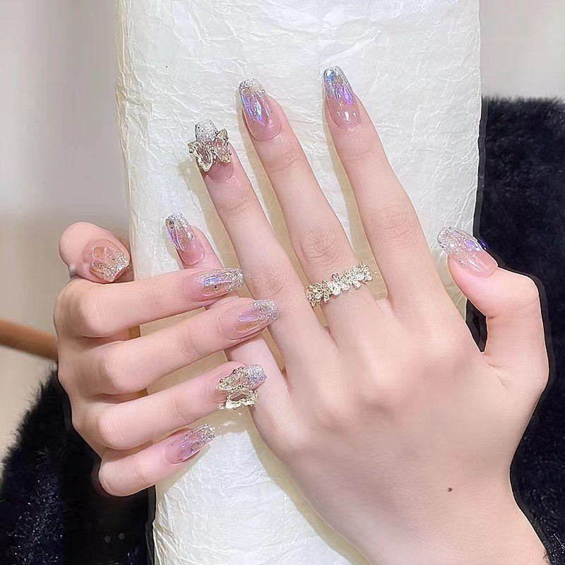 Ảnh 4 của Móng tay giả BEABIAI Nail box kèm keo gắn, dáng ngắn, dài, thiết kế trơn, đính đá sang trọng