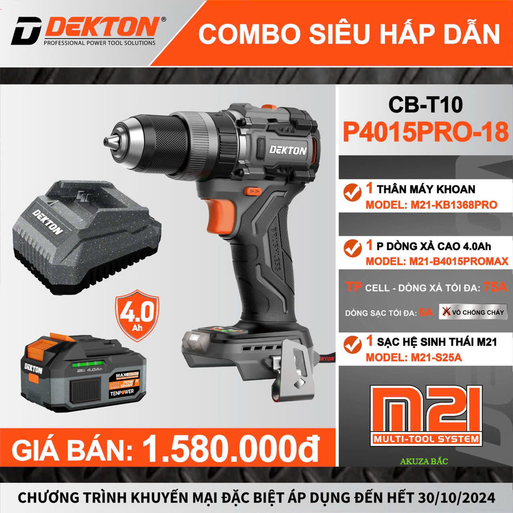 Máy Khoan Gia Đình 3 Chức Năng 68Nm DEKTON M21-KB1368PRO Không Chổi Than ( Có Tạo Xung) MIỀN BẮC