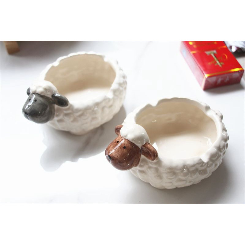 Gạt tàn hình chú cừu bằng gốm dễ thương, gạt tàn cừu hoạt hình