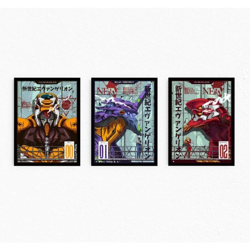 Neon Genesis Evangelion Poster Có Thể In EVA 00 01 02 Anime Art Vintage 90 Manga In