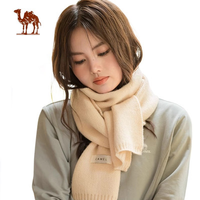 CAMEL CROWN  Khăn Nam Nữ Phong Cách Nhật Bản Cổ Ấm Dệt Kim Màu Trơn Khăn Dày