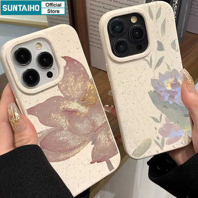 Suntaiho Vỏ Điện Thoại Sen Bụi Vàng Đẹp Và Sáng Bóng Mờ Mềm Cao Cấp Chống Sốc Cho iPhone 11 12 13 14 15 16 Pro Max IP 7 8 Plus Iphon X Xs XR Xs Max