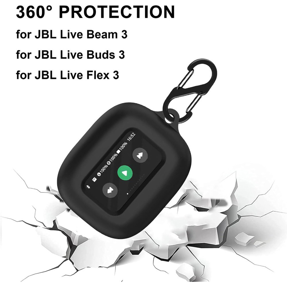 Ốp Lưng Silicon Cho JBL Live Beam 3 / JBL Live Buds 3 / JBL Live Flex 3 Vỏ Bảo Vệ Với Carabiner