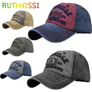 RUTHNISSI Mũ bóng chày thêu chữ, Mũ phai màu mùa hè Hip Hop, Mũ chống nắng Denim thể thao ngoài trời cổ điển dành cho nam nữ