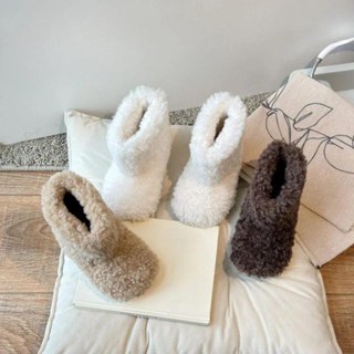  Giày Bốt Trẻ Em Lông Cừu Bé Trai Bé Gái Giày Giữ Nhiệt Đế Mềm Chống Trơn Trượt Cho Mùa Đông 2024 Giày Bốt Thời Trang Trẻ Em Mới Xu Hướng Màu Trơn 