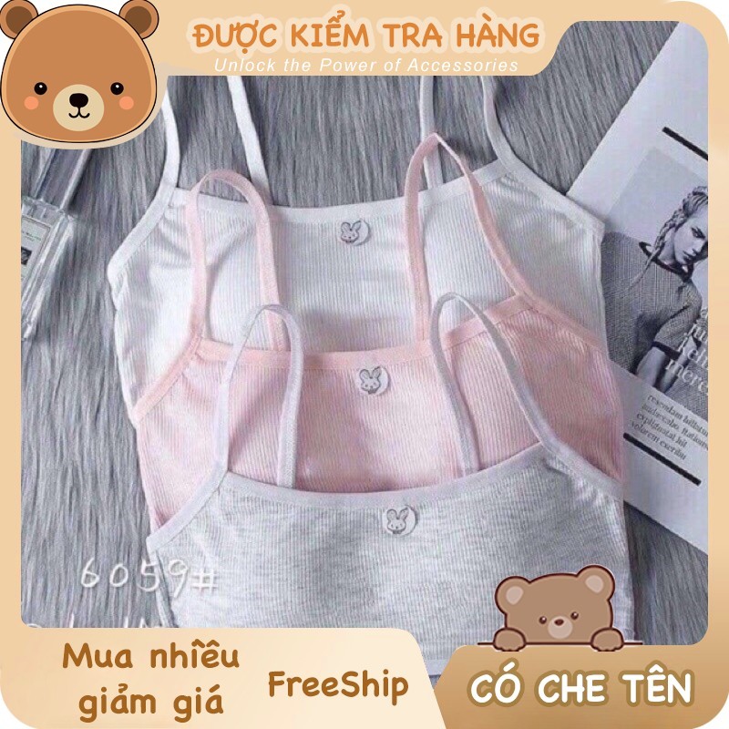 Set 3 áo lót nữ, áo lá bra tickker thỏ học sinh cotton tăm, áo ngực nữ 2 dây đệm ngực, nhẹ nhàng nữ 