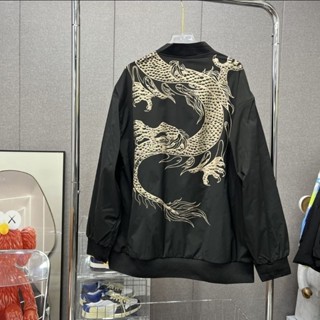 Áo khoác họa tiết rồng mùa xuân mùa hè Áo khoác đồng phục bóng chày mỏng Áo khoác in hình