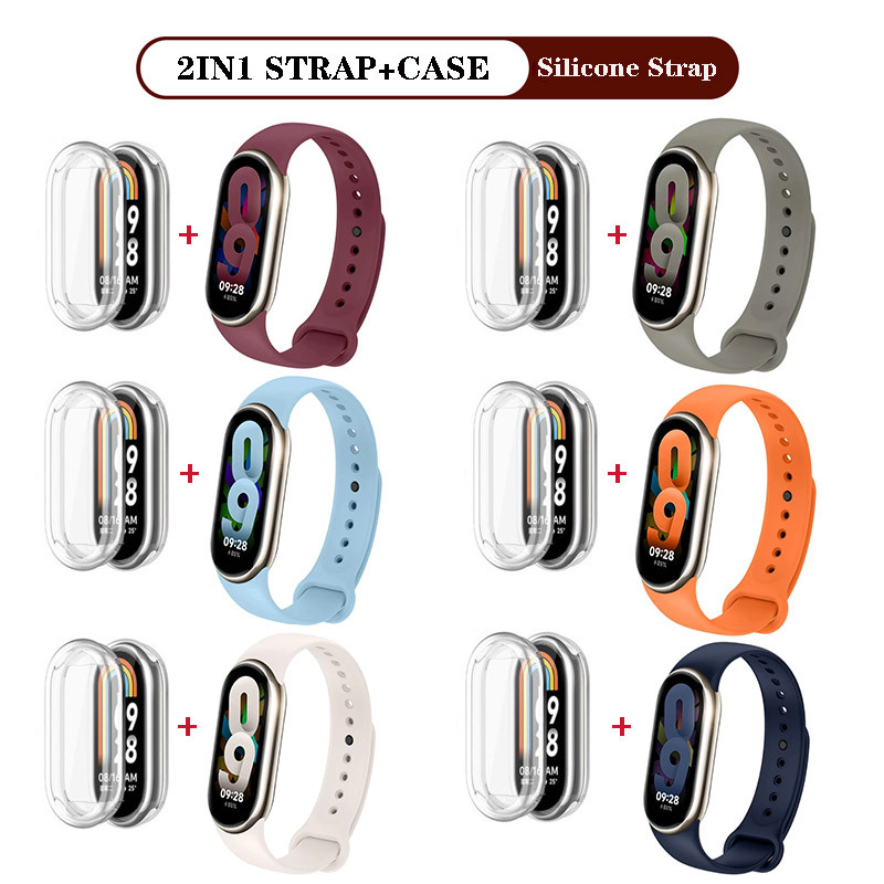 [Dây đeo + Vỏ] Dây đeo đồng hồ silicon mềm cho Xiaomi Mi Band 10 / 9 / 8 cho Miband 10