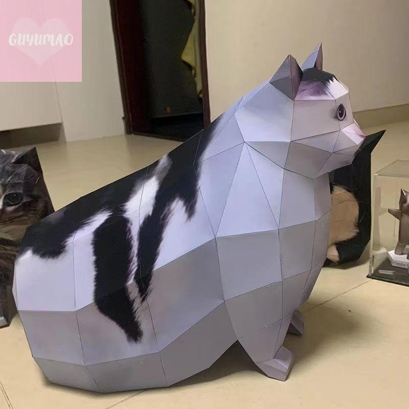 [guyumao] 1Pc Fun Stereo Origami Animal Poster Oiiao Cat Huh Cat Maxwell Cat Handmade DIY Paper Mode