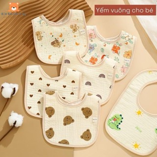 (Combo 5) Yếm cho bé yếm vuông bé trai, gái có lót chống thấm từ 0-3 tuổi