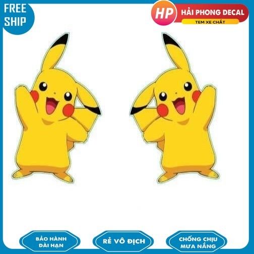 Tem dán hình PIKACHU siêu kute dán trang trí xe tải, xe máy, ô tô...( SL : 1 Cặp)