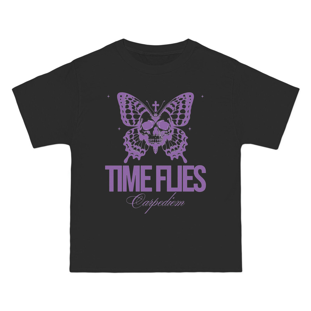 Thời gian Ruồi Chép Áo Thun Oversize Dạo Phố Áo Thun Hiphop Tay Ngắn Tee