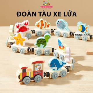 Đoàn Tàu Xe Lửa Nam Châm Chở Số, Trái Cây, Động Vật Cho Trẻ Vừa Học Vừa Chơi - Bộ Đồ Chơi Lắp Ráp bằng gỗ an toàn cho bé
