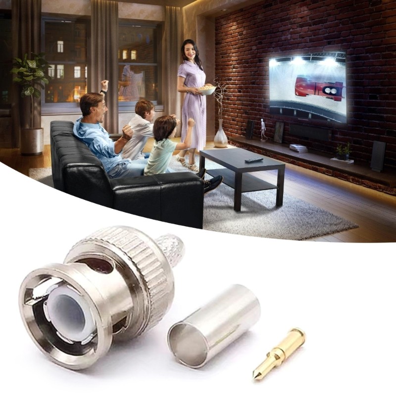HIk 5 10 Gói BNC Nam Cắm Crimp Connector BNC Loại Hàn Chuyển Đổi Kết Nối