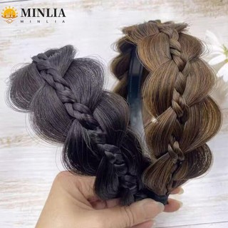 Băng đô bện xương cá MINLIA, Băng đô giả xoắn tổng hợp rộng rãi, Phụ kiện tóc Kẹp trang điểm chống trượt ở nữ Vòng tóc hàng ngày thông thường