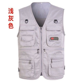 Nam Áo Vest Nam Bốn Mùa Có Thể Mặc Đa Năng Chống Mài Mòn Đa Năng Nhiều Túi Chụp Ảnh Câu Cá Ngoài Trời Electrician Áo Khoác Eo G